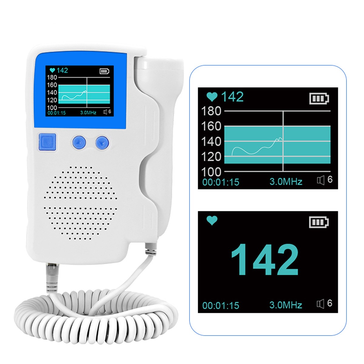 HS FD 802 | Fetal Doppler | Colour Screen with USB Rechargeable Battery